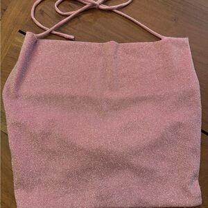 Princess Polly Pink Sparkly Halter Top Y2K